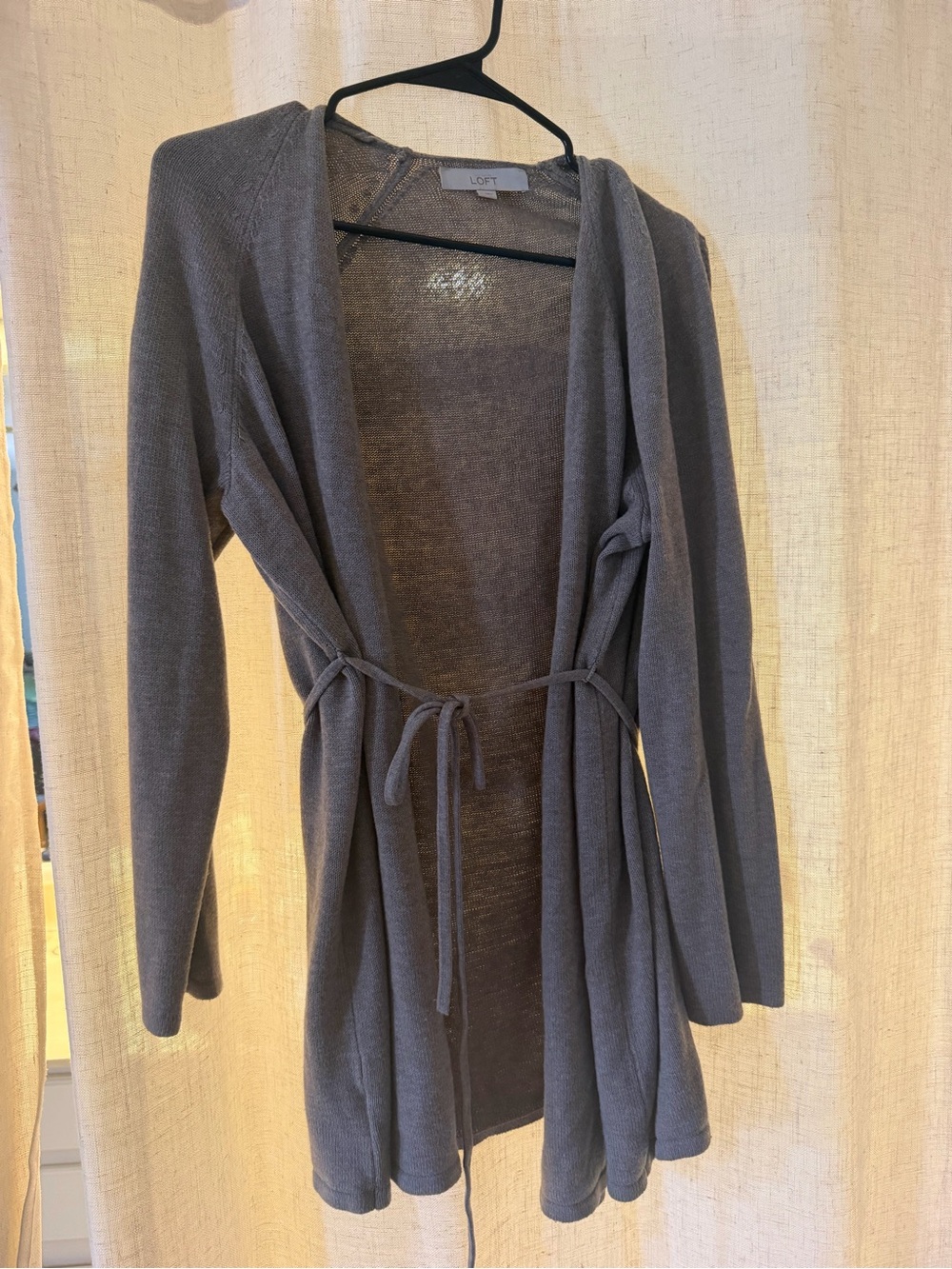 LOFT Silver Metallic Open-Front Cardigan